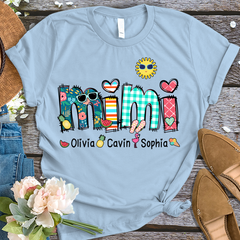 Custom Grandma Summer Holiday Shirt, Nickname And Kids Summer Trend T-Shirt