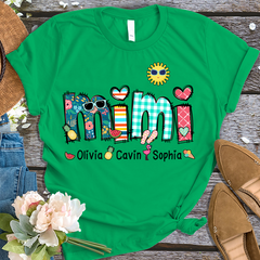 Custom Grandma Summer Holiday Shirt, Nickname And Kids Summer Trend T-Shirt