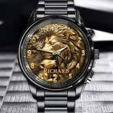 Personalized Lion Heart Watch - Father and Cub Lion Design