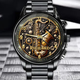 Personalized Steampunk Saxophone Metallic Art Watch