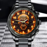 Personalized Blazing Fire Skull Watch - Custom Timepiece for the Bold and Fearless