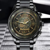 Personalized Industrial Steampunk Clock Face Watch – Custom Name