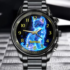 Personalized Ethereal Kitten Cat Watch – Custom Name Design with Celestial Sparkle