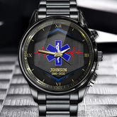Personalized EMS /EMT /Paramedic /Firefighter /Police Custom LOGO, Title & Time Watch