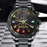 Personalized Rock Around the Clock Bass Guitar Watch for Music Lovers