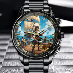 Custom Pirate Captain's Treasure Watch - Personalize Your Name on This Epic Design