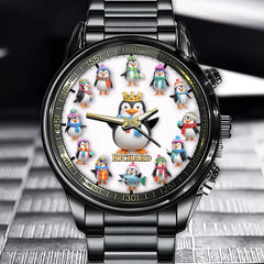 Personalized Penguin King Watch - Add Your Name for a Fun Custom Look