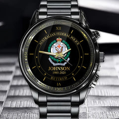 Personalisiertes australisches Polizeilogo, benutzerdefinierter Name und Uhrzeit Armbanduhr