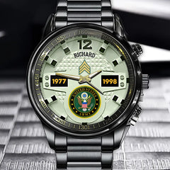 Personalized Military Service Watch - Custom Your Rank, Branch, Name, and Years of Service