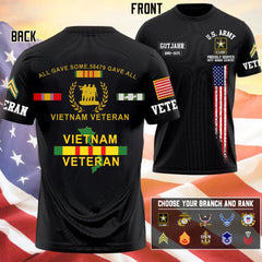 Personalized All Gave Some 58479 Gave All Vietnam Veteran Shirt with Custom Military Branch, Rank & Name