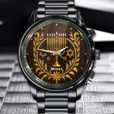 Personalized Jewish Watch with Menorah Design – Perfect Hanukkah Gift
