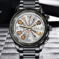 Personalized Rock Around the Clock Diamond Guitar Watch for Music Lovers