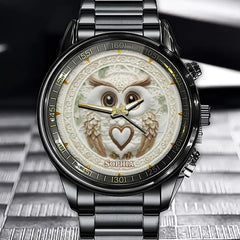 Personalized Owl Lover’s Watch - Custom Dial Details for Whimsical Style Enthusiasts