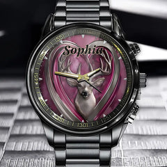 Personalized Deer Heart Pattern Watch - A Wristwatch For Wildlife Lovers