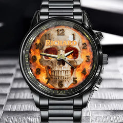 Personalized Skull-Themed Watch - Vibrant Gothic Style Custom For Skull Lovers