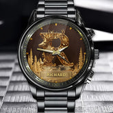 Hunting Enthusiasts' Personalized Watch - Embellished with Alphabet Initials for a Personal Touch