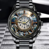 Personalized Nautical Wheel Watch - Perfect For Sailing Enthusiasts, Customizable With Your Name