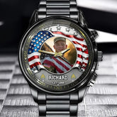 Personalized Military & Veteran Watch - Custom Photo Rank and Name