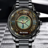 Personalized Custom Photo Fishing Watch - Angler & Fish Theme with Custom Name