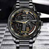 Personalized Gun Disassembly Diagram Themed Watch - Name Can Be Customized
