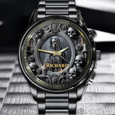 Personalized Gothic Watch - Dark Skeleton Theme with Name Custom