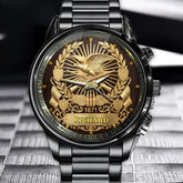 Personalized Marksman’s Honor Watch – Custom Name, Vintage Ammo & Rifle Art