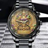 Custom Mardi Gras Jester Watch – Personalized Name with Mask & Music Notes