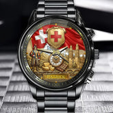 Personalized Swiss Heritage Watch – Custom Name, Alpine Glory Edition