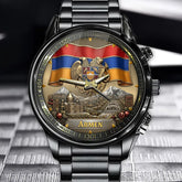 Personalized Armenia Heritage Watch – Custom Name With Armenian Flag and Crest