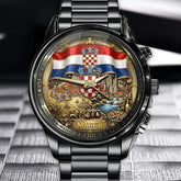 Personalized Croatia Heritage Watch – Custom Name With Flag and National Emblem
