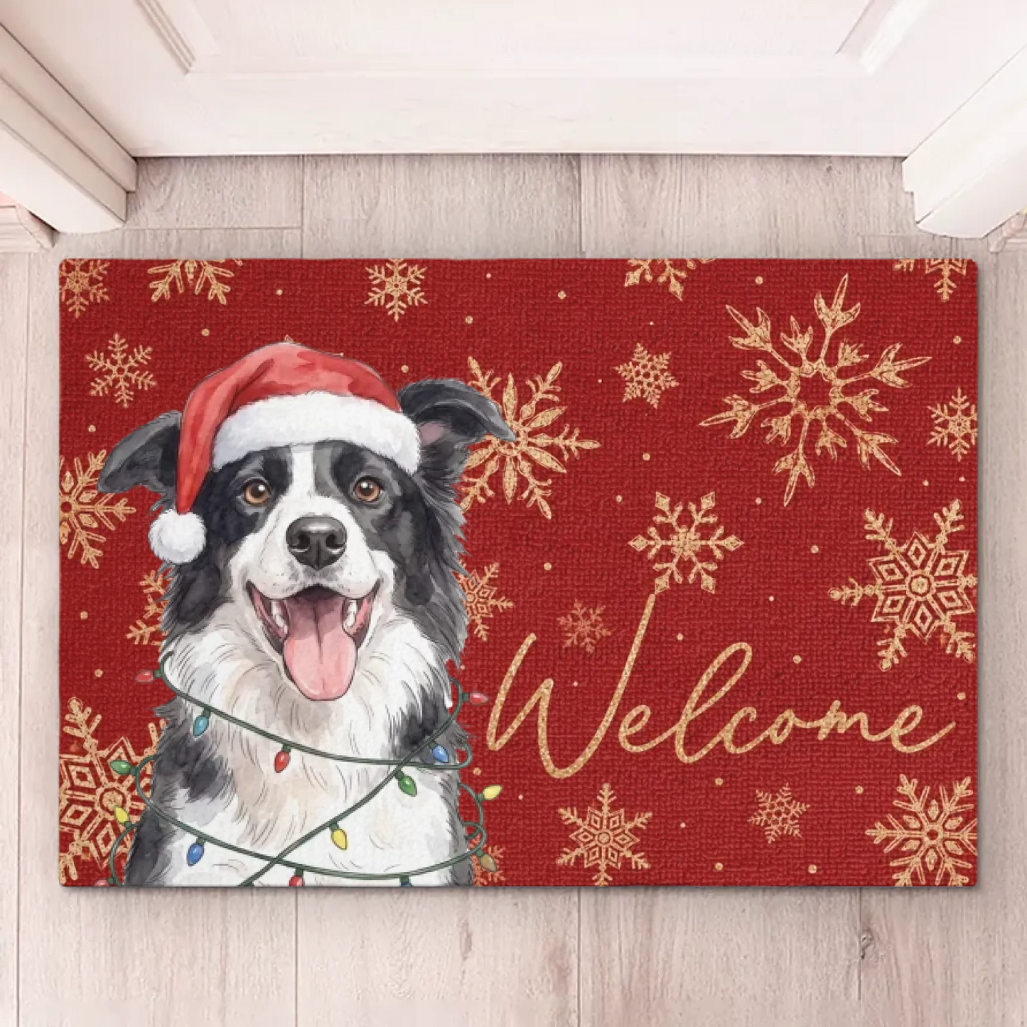 Custom Photo Home Decor Decorative Mat - Personalized Christmas Birthday Gifts For Dog Cat Lovers, Dog Dad And Mom, Cat Owners - Paws And Holiday Cheer