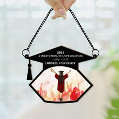 Graduation A Sweet Ending - Personalized Window Hanging Suncatcher Ornament