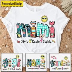 Custom Grandma Summer Holiday Shirt, Nickname And Kids Summer Trend T-Shirt