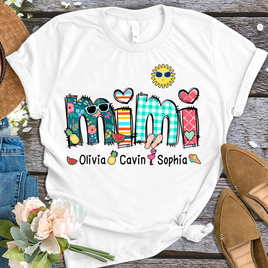 T-shirt personnalisé pour les vacances d'été de grand-mère, surnom et t-shirt tendance d'été pour enfants