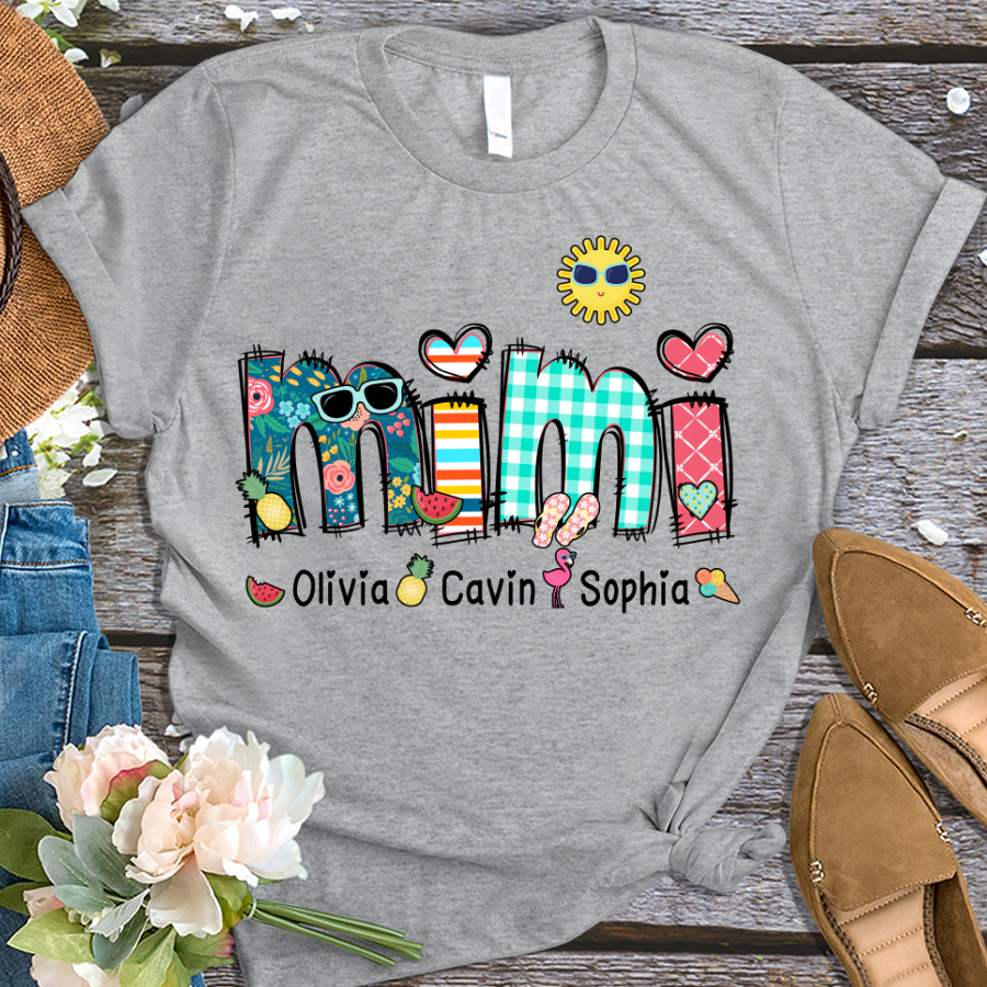 T-shirt personnalisé pour les vacances d'été de grand-mère, surnom et t-shirt tendance d'été pour enfants