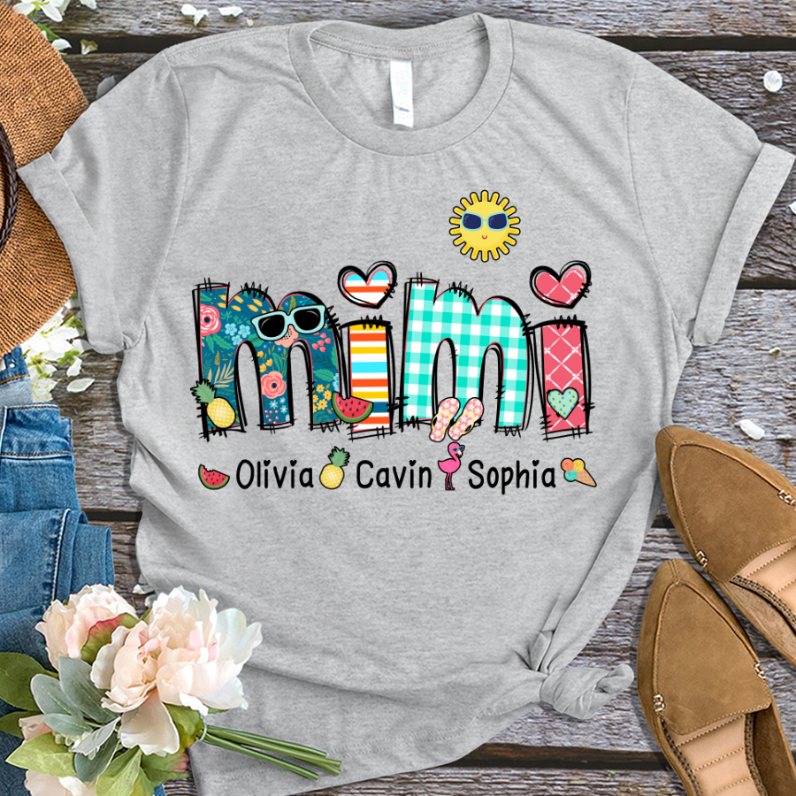 T-shirt personnalisé pour les vacances d'été de grand-mère, surnom et t-shirt tendance d'été pour enfants