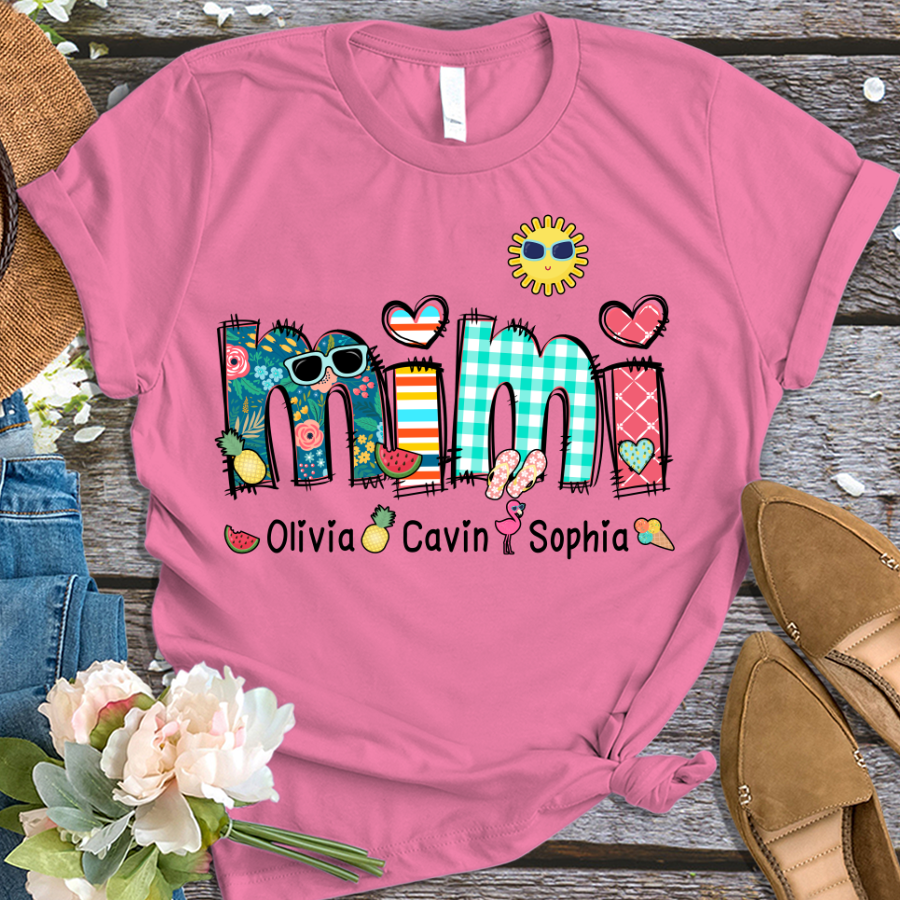 T-shirt personnalisé pour les vacances d'été de grand-mère, surnom et t-shirt tendance d'été pour enfants