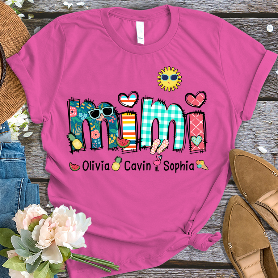 T-shirt personnalisé pour les vacances d'été de grand-mère, surnom et t-shirt tendance d'été pour enfants