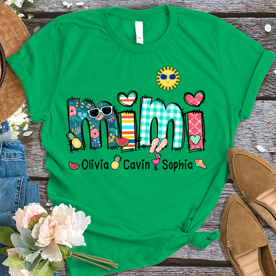 T-shirt personnalisé pour les vacances d'été de grand-mère, surnom et t-shirt tendance d'été pour enfants