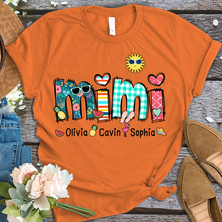 T-shirt personnalisé pour les vacances d'été de grand-mère, surnom et t-shirt tendance d'été pour enfants