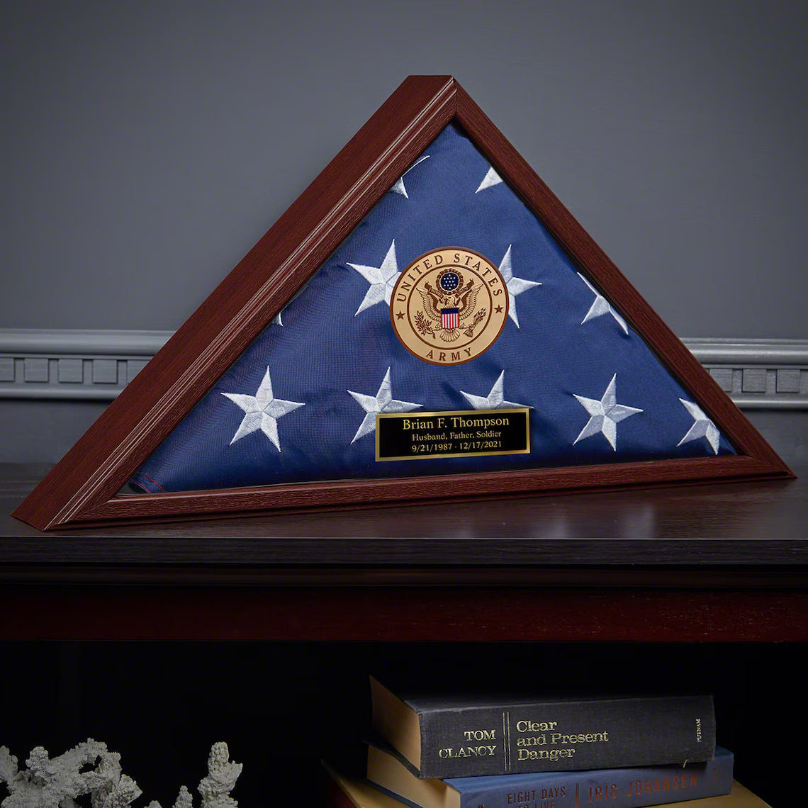 Personalized Army Flag Display Case - US Military Retirement & Burial Flag Case