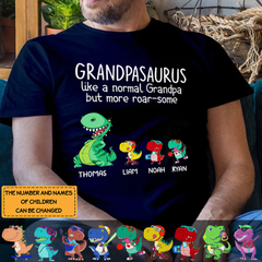 Grandpasaurus Like A Normal Grandpa But More Roar-some, Personalized Father's Day Shirt