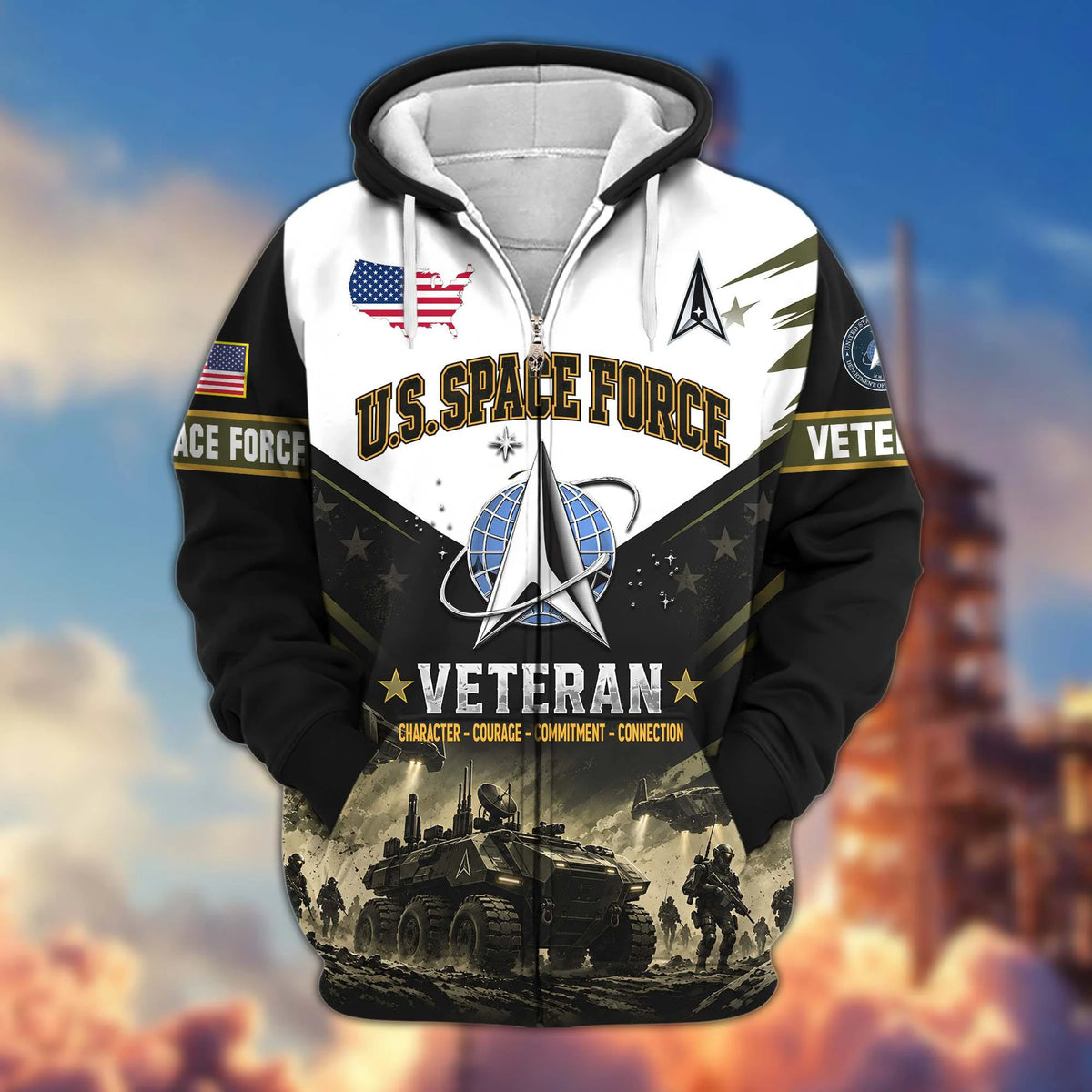 Premium US Veterans Zip Up Hoodie CPHN160912, Gifts For US Veterans, Gifts For Veterans Day.