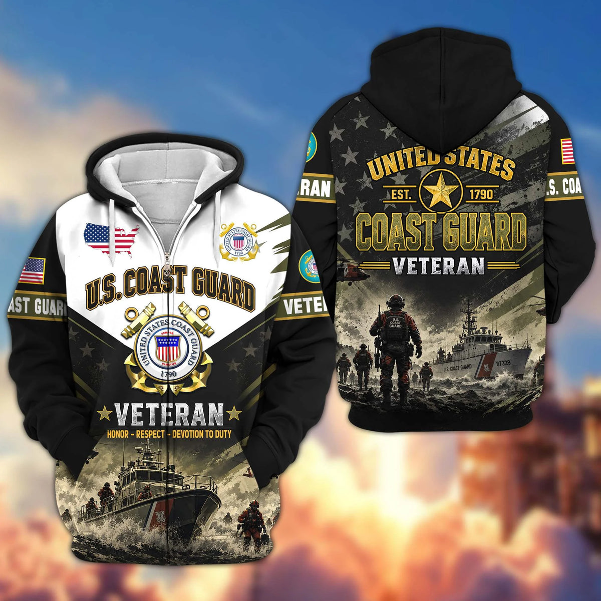 Premium US Veterans Zip Up Hoodie CPHN160912, Gifts For US Veterans, Gifts For Veterans Day.