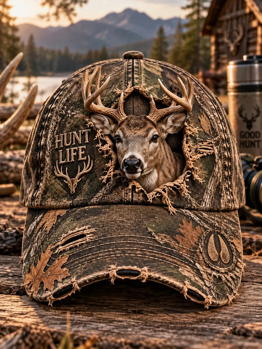 Retro Deer Hunting Print Casual Hat