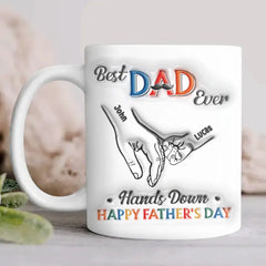 Tasse à café 3D personnalisée pour papa avec enfants - Meilleur papa de tous les temps - Cadeau de fête des pères