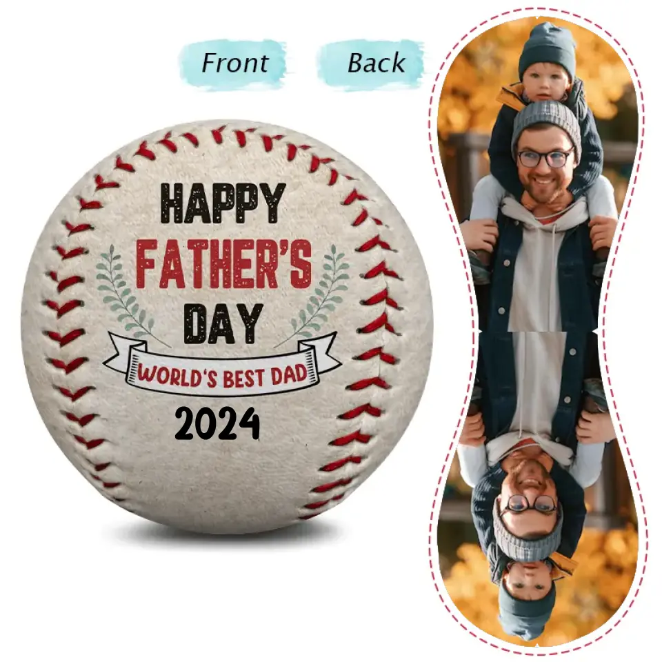Photo personnalisée Bonne fête des pères 2024 - Baseball personnalisé