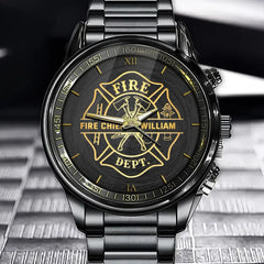 Montre personnalisée avec nom de pompier du service d'incendie