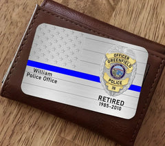 Personalisiertes US-Polizeiabzeichen aus Aluminium, Brieftaschenkarte – Geschenk für Polizisten