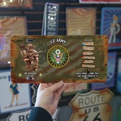 Custom Veteran World Tour License Plates - Personalized Branch, Rank, and Locations